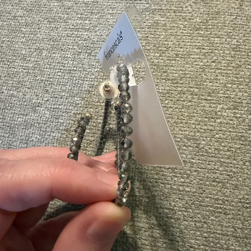 Gray Braided Hoop Earrings